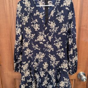 SHEIN Navy Floral Midi Dress